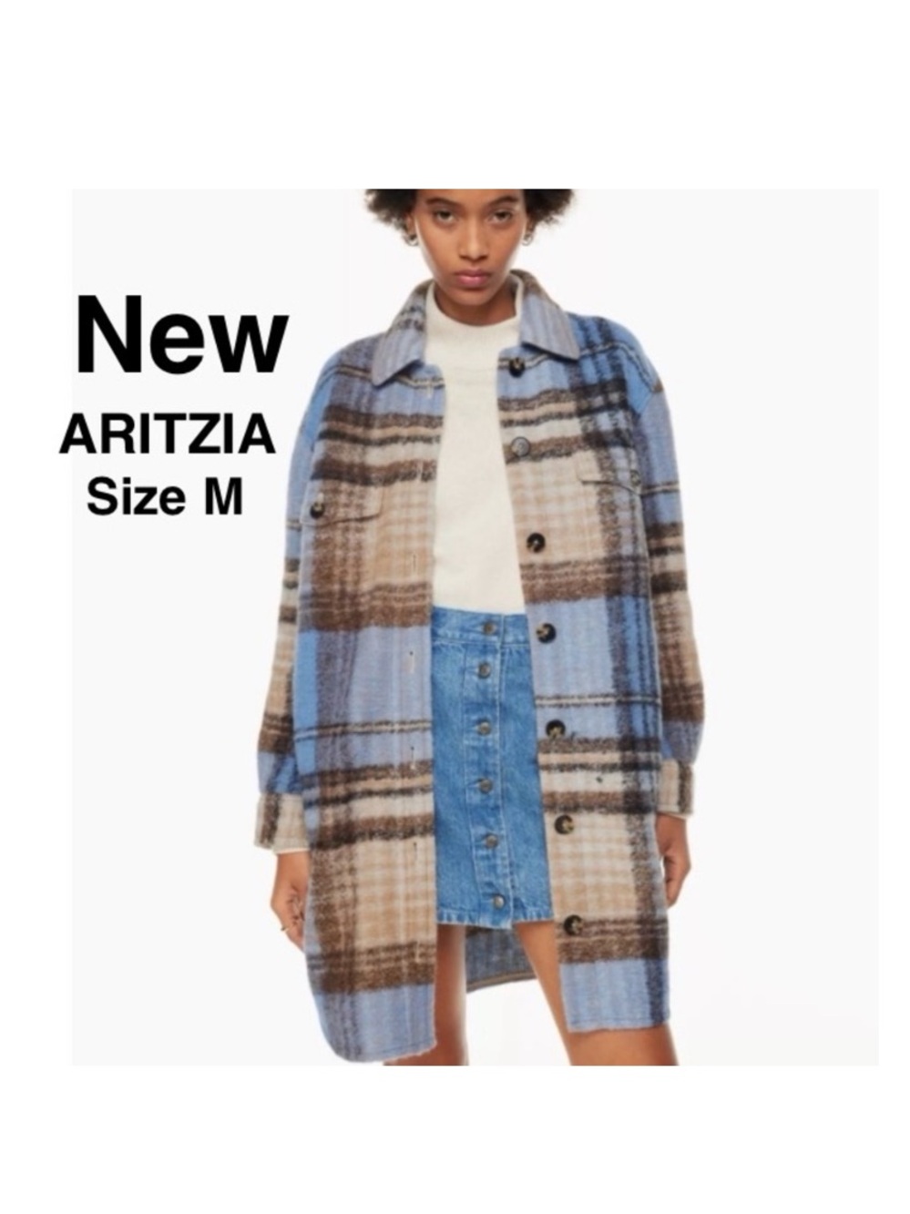 New Wilfred Free Gonna Long Shirt Jacket Prairie Dn Blu/Rch Cprt size M ⭐️⭐️⭐️⭐️